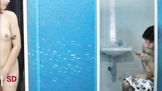 Diminutive breasted, Spansh stunner is deepthroating her hottest mate's rock firm man sausage to make him spunk