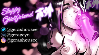 First-Timer dark haired is getting down on all fours on the floor while fellating a rock rock hard dick, like a real professional