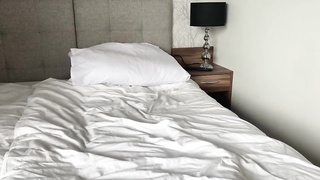 Lush, first-timer blondie is yelling from enjoyment while petting her vagina, early in the morning