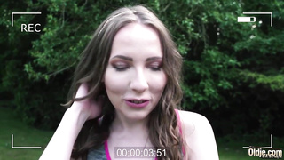 Instead of doing her morning yoga, kinky black-haired is getting porked in the garden and loving it