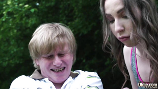 Instead of doing her morning yoga, kinky black-haired is getting porked in the garden and loving it