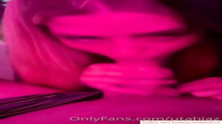 Buxomy doll is blowing a rock rigid trunk and getting jammed in front of the camera