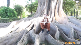 Taking dares with a bold teenager! Malafalda and her PUBLIC HOOKUP bang-out