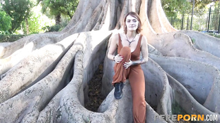 Taking dares with a bold teenager! Malafalda and her PUBLIC HOOKUP bang-out