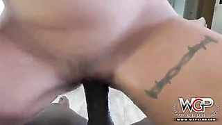 Sultry platinum-blonde cougar always wished to deep-throat a huge, black pecker and get plunged with it