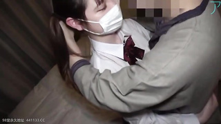 Ponytailed, Chinese dark haired is stretching her gams broad open while getting penetrated in her guest room