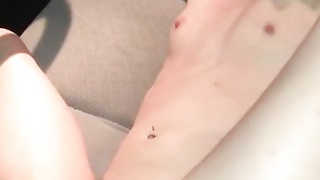 Ginger Mega-Bitch Tune drizzles for BIG BLACK COCK in car