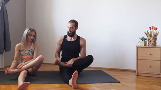 Exercise yoga workout together for the first-ever time