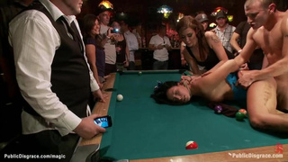 Arched over pool table gimp pulverized (Aria Aspen, Mr Pete)