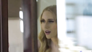 Crimson haired honey is energetically making love with her platinum-blonde gf, while alone at home