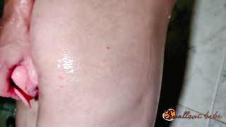 Washing a fabulous dame in the bathroom concluded with spunky onanism with a intercourse fucktoy