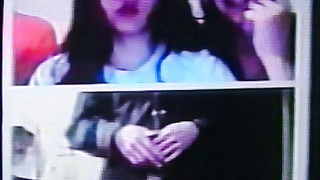 2 naughty College girls see my strip show, then 2 more do