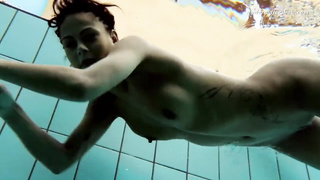 Yellow neon bathing suit gigantic hooters stunner underwater Zlata