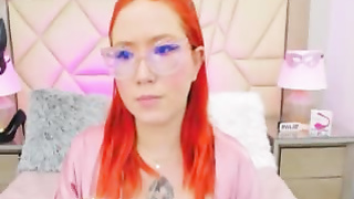 Cute Red Hair Woman Showing Her Cute Little Pussy