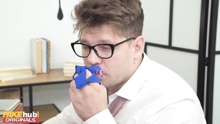 Nerdy school dame is getting down on all fours in front of her classmate and anxiously throating his rock stiff manstick