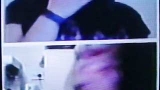 Brunette College girl delighted by my strip show