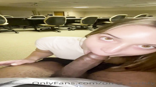 Trampy inexperienced teenager is anxiously blowing her paramour's rigid man meat while getting on all fours in front of him