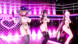 Huge-Boobed Manga Porn honeys are posing and taunting on the stage, in front of many people