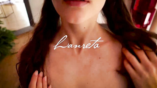 Buxomy first-timer black-haired, Lanreta is opening up her gams broad open and getting inserted with a stiff salami