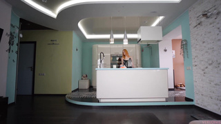 Young maid sates her mister with her gams, jaws and cock-squeezing slit