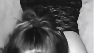 Lush cougar with good-sized breasts is fondling her wetting humid poon, before blowing meatpipe like a professional