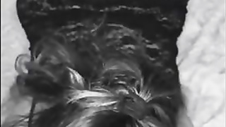 Lush cougar with good-sized breasts is fondling her wetting humid poon, before blowing meatpipe like a professional