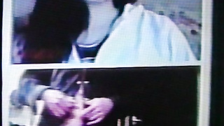 Dark haired College girl delightedly shocked, then 2 teens also