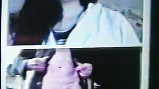 Dark haired College girl delightedly shocked, then 2 teens also