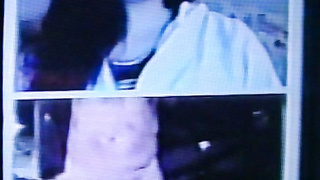 Dark haired College girl delightedly shocked, then 2 teens also