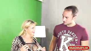 Tatted German blondie went to a porno vid audition to rail a rock stiff bone, until she ejaculates