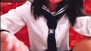 Asian college female Spoken indignity, Edging lotion palm job Part1