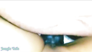 Suntanned Latin brown-haired is about to have fuck-fest with a black dude, until she blows a load