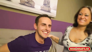 Cougar wiiith ginormous boobies is having super-steamy hump with a super-sexy stranger, in his living bedroom