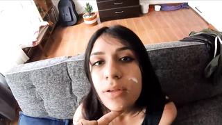 GIRLFRIEND wants to sleep, but he needs her to take torrid jizz in her spectacular facehole