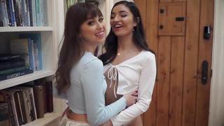 2 super-cute beauties flash off their goodies as they urge you to masturbate off and jizm