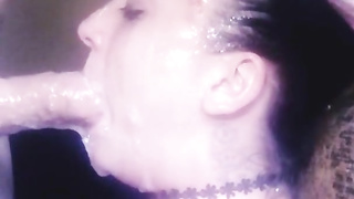 Supah doused facefucking in a tabouret for NUT DEEP JAWS PIE LOAD