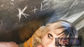 Emo Honey Drinks Jizz In Public