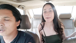 Fascinating black-haired is about to begin milking with a faux-cock, in the back of a camper