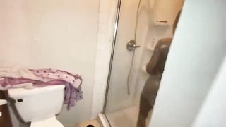 Puny boobed, Ebony woman is railing a rock stiff man rod and wailing from enjoyment while spunking