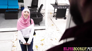 Arab hijab schoolgirl Paulina ruiz visited her huge fuck-stick professor at his home