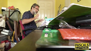 Buxomy brown-haired cougar is having a gasping practice with Pascal, before getting porked highly stiff