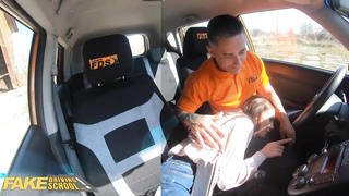 Brit red-haired is having hump with her driving schoolteacher instead of having a normal class