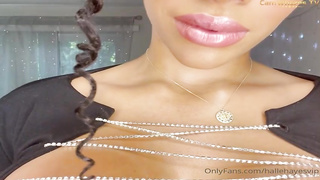 Ebony ultra-cutie with giant, rock hard boobs and pierced puffies, Halle Hayes is fapping with a fake penis