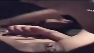 Wild dame with glasses is caressing and frigging her moist cooter in the back of a van