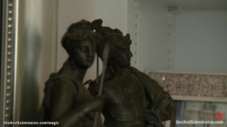 College Girl cleaning nymph trussed and smashed (Dahlia Sky, Steven St Croix)