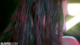 Jiggish dancers, Izzy and Gianna are tonguing each other up and tribbing, on the stage