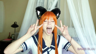 Real Life Manga Porn - Uniform Costume Play Red-Haired Teenie Phat Ass White Girl Boinks Senpai & his Thick Fuckpole - Bambi Bluu