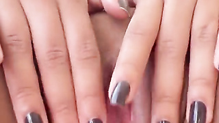 Desperate need for bang-out makes me finger my taut puss till I mammary spunk - Close up