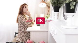 Delectable ginger-haired with smallish melons is squealing from delight while getting bum-fucked from the back