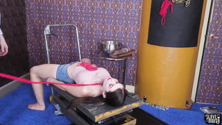 SLAVEMOUTH - Anastasia Rose strapped and spunk doused (Face sitting)